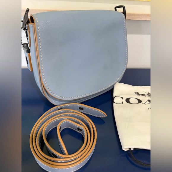 Coach 1941 Saddle Bag 23 Cornflower Blue Glovetanned Leather 20115 EUC - Picture 14 of 14